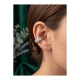 The Klōi Kadın Pirinç Zirkon Taşlı Deliksiz Kıkırdak Küpe Gümüş Renk Sıkıştırmalı Ear Cuff