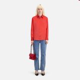 The Kooples Kadın Kırmızı Saten Ipek Gömlek - RED11-Kırmızı - 36