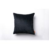 The Kun Dokuma Kadife Geometrik Desenli Kırlent Kılıfı-Siyah - 45 x 45 cm