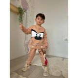 The Littles Kids Erkek Çocuk Tazmanya Canavarı Baskılı Pamuklu Kumaş Bağcıklı Lastikli Ayarlanabilen Bel Alt Üst Ikili Eşofman Takımı - 0-Kahverengi - 3 - 4 Yaş
