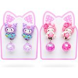 The Littles Kids Hello Kitty Kuromi Sanrio Karakterli Karışık Renk ve Model Bijuteri Renkli Boncuklu Arkası Sıkıştırmalı Çocuk Küpe Seti -2 Çift