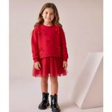 The Littles Kids Kadife Kurdele Detaylı %100 Pamuklu Kumaş Tütü Etekli Astarlı Kız Çocuk Elbise - 3 - 4 Yaş - Kırmızı