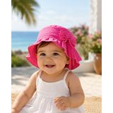 The Littles Kids Kız Bebek Pötikareli Fırfır Detaylı Merserize Fötr Yazlık Şapka - (1-3 Yaş) - Tek Beden - Pembe
