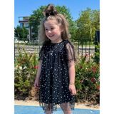 The Littles Kids Kız Çocuk Yıldız Desenli %100 Pamuk Astarlı Kolları Lastikli Siyah Şifon Yazlık Elbise - 000-Siyah - 4 - 5 Yaş