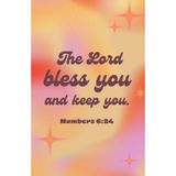 The Lord Bless You and Keep You Notebook – Christian Journal with Bible Verses on Every Page – 5.5x8.5 in, 100 Pages, Orange Gradient with Groovy Font Cover Design (Numbers 6:24)