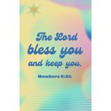 The Lord Bless You and Keep You Notebook – Christian Journal with Bible Verses on Every Page – 5.5x8.5 in, 100 Pages, Turquoise Gradient with Groovy Font Cover Design (Numbers 6:24)