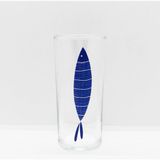 The Lucid Lab Blue Fish / Mavi Balık Baskılı Paşabahçe Rakı Kadehi - 1 Adet - Renkli
