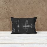 The Lucid Lab F4U Corsair Chalkboard Çift Taraflı Yastık Kılıfı - 2 Adet - Siyah - 50 x 70