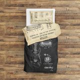 The Lucid Lab Gibson Les Paul Vintage & Fender Stratocaster Chalkboard Çift Taraflı Nevresim Takımı - Renkli - 160 x 220 cm