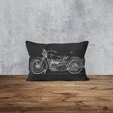 The Lucid Lab Harley Davidson Model 28B Chalkboard Çift Taraflı Yastık Kılıfı - 2 Adet - 50 x 70 - Siyah