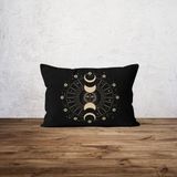 The Lucid Lab Mystical Moon Phase Çift Taraflı Yastık Kılıfı - 2 Adet - 50 x70 - Siyah