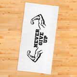 The Lucid Lab Never Give Up - Muscle / Beyaz Spor Havlusu - 45 x 90 cm - Beyaz - Siyah