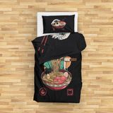 The Lucid Lab Noodle Cat & Great Wave Ramen Bowl Çift Taraflı Nevresim Takımı - 200 Cm X 220 Cm - Renkli - 200 x 220 cm