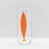 The Lucid Lab Orange A Fish / Turuncu Balık Baskılı Paşabahçe Rakı Kadehi - 1 Adet - Renkli