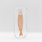 The Lucid Lab Orange Basic Fish / Turuncu Balık Baskılı Paşabahçe Rakı Kadehi - 1 Adet - Renkli