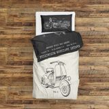 The Lucid Lab Vespa Ivory & Harley Davidson Model 28b Chalkboard Çift Taraflı Nevresim Takımı - 200 Cm X 220 Cm - Renkli - 200 x 220 cm