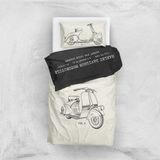 The Lucid Lab Vespa Ivory & Harley Davidson Model 28B Chalkboard Çift Taraflı Nevresim Takımı - Renkli - 160 x 220 cm
