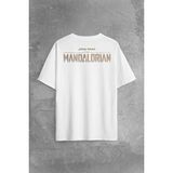 The Mandalorian Bebek Yoda Cep Tasarımı Star Wars Sırt Ön Baskılı Oversize Tişört T-Shirt - Beyaz