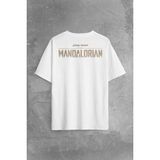 The Mandalorian Bebek Yoda Cep Tasarımı Star Wars Sırt Ön Baskılı Oversize Tişört Unisex T-Shirt Beyaz XL