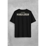 The Mandalorian Bebek Yoda Cep Tasarımı Star Wars Sırt Ön Baskılı Oversize Tişört Unisex T-Shirt - Siyah