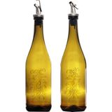 The Mask Elturko 2 Adet Amber Desenli Zeytinyağı Şişesi Yağdanlık Yağlık Sıvıyağ Şişesi Sosluk Sızdırmaz Kapaklı 750 ml - 1,5 lt