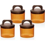 The Mia Akasya Kulplu Cam Kavanoz Seti Amber 4 Parça 350 ml - 4 Adet