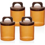 The Mia Akasya Kulplu Cam Kavanoz Seti Amber 4 Parça 700 ml - 4 Adet