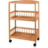 The Mia Bambu Tekerlekli 3 Katlı Düzenleyici Dolap Raf 80X53X30 cm - Tek Ebat - Renkli
