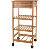The Mia Bambu Tekerlekli 4 Katlı Düzenleyici Dolap Raf 83X40X37 cm - Tek Ebat - Renkli