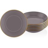 The Mia Basic Gri 6 Parça Seramik Yemek Tabağı 20 cm - Standart