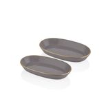 The Mia Basic Oval Servis Gri 29 cm 2'li Set