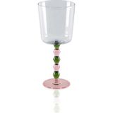 The Mia Bead Şarap Kadehi Yeşil 300 Ml Şeffaf