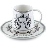 The Mia Bonjour Türk Kahvesi Fincanı Tek Kişilik 100 cc CUP0048 - Siyah - Beyaz