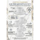 The Mia Cotta Limoges %100 Gerçek Porselen 6'lı Çay Fincanı Seti 250 ml - Beyaz