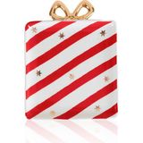 The Mia Fiyonk Figürlü Servis Tabağı Beyaz Çizgili 22x17cm - Tek Ebat - Çok Renkli