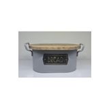 The Mia Galvaniz 39x22cm Bambu Kesme Kapaklı Ekmek Saklama Kabı Metalik Gri TKN010