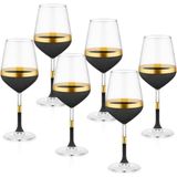 The Mia Glow Şarap Kadehi Siyah Gold 6lı Set