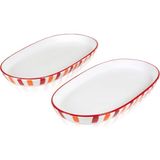 The Mia Joy Kırmızı Seramik Oval 2'li Servis Tabağı Seti 17 x 30 cm - Standart