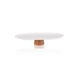 The Mia Limoges Ahşap Ayaklı Servis Tabağı Beyaz 34X17x6,5 Cm