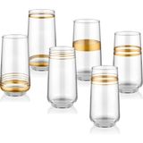 The Mia Lınes Su Bardağı Uzun 6 Lı Set -Gold - 1 Adet - Şeffaf - Gold