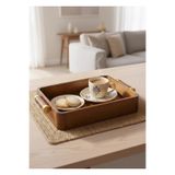The Mia Natura Akasya Metal Kulplu Tepsi Gold 35X23x6 Cm