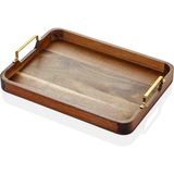 The Mia Natura Metal Kollu Akasya 38x28 cm Tepsi