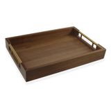 The Mia Natura Metal Kulplu Akasya Tepsi Gold 38X26CM