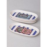 The Mia Palma Oval Servis Tabağı 4lü 17 Cm Çok Renkli