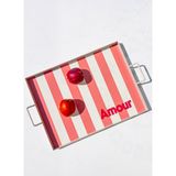The Mia Pembe Dekoratif Tepsi AMOUR DEKORATİF METAL TEPSİ 40X30 C