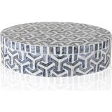 The Mia Sedef Seramik Yuvarlak Dekoratif Kutu 30 x 23 cm - Lacivert - Standart