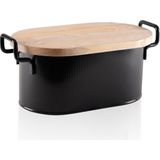 The Mia Stripe Siyah Metal Ahşap Kapaklı Ekmek Kutusu 40 x 22 cm - Standart