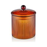 The Mia Striped Borosilikat Cam Şekerlik Amber 9x9x11 Cm Cam0442