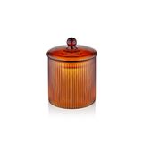 The Mia Striped Borosilikat Cam Şekerlik Amber 9x9x11 cm