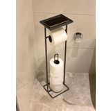 The Mia Tepsili Tuvalet Kağıdı Stand - Siyah - 54x15x12 Cm